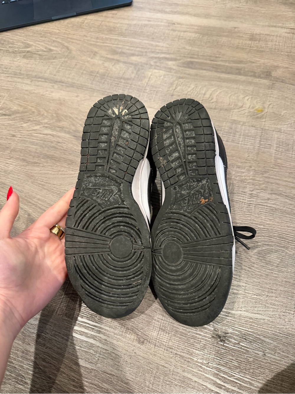 Nike Dunk Low Black and White Leather Sneakers - Picture 6 of 6